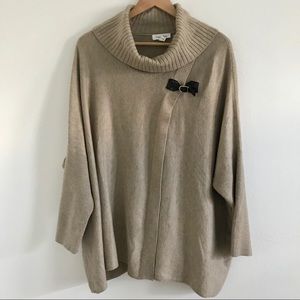 Calvin Klein beige/tan turtleneck poncho sweater